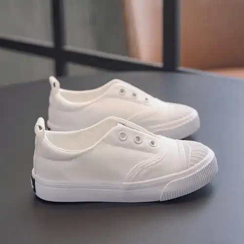 回力(warrior)童鞋幼儿园室内鞋一脚蹬白色帆布鞋子女童宝宝儿童小白