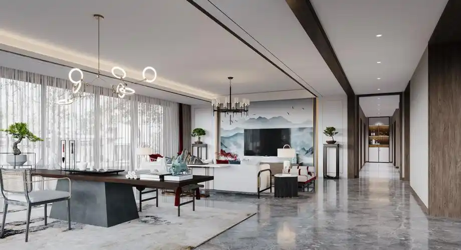 高密别墅 新中式_家装案例_家装效果图_样板间设计效果图_样板间效果