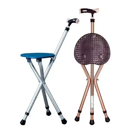 拐杖椅带凳子老人三脚可以坐的老年折叠可坐式座椅板凳拐状多功41