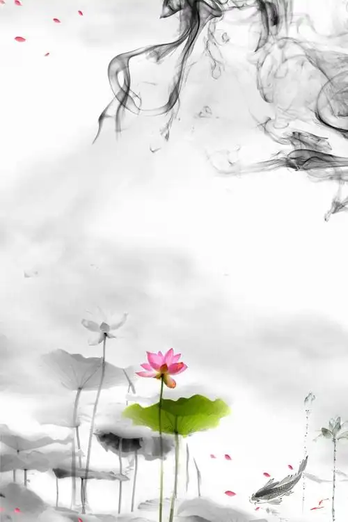 水墨画荷韵中国风海报背景素材