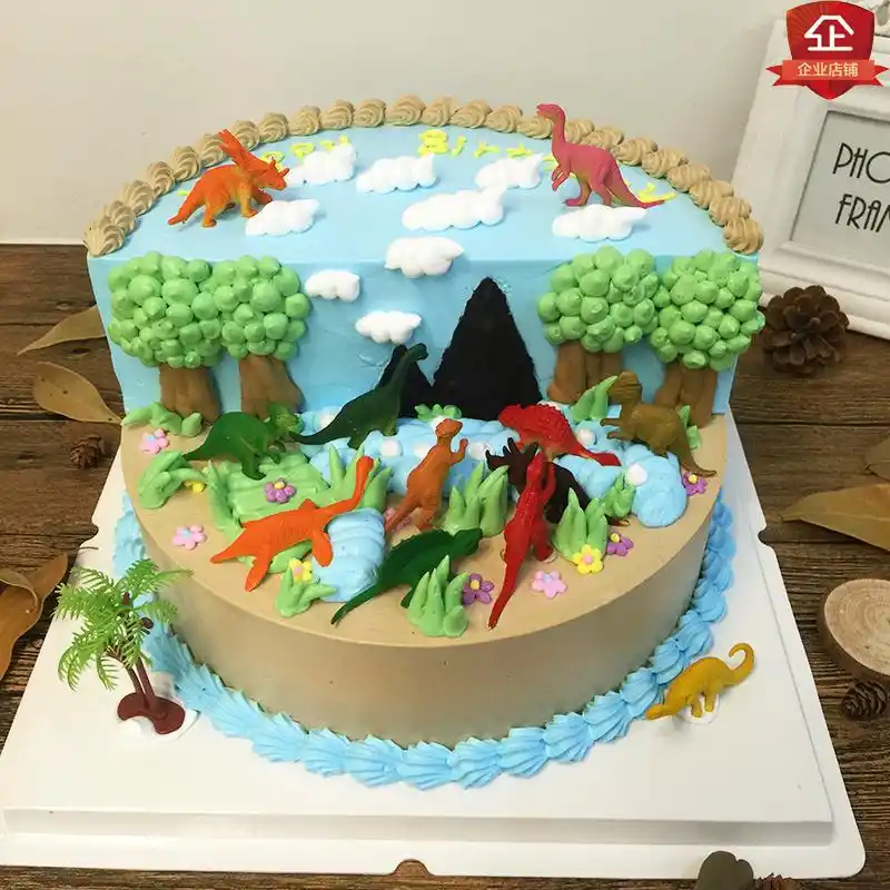 恐龙创意儿童卡通生日蛋糕个性定制场景新鲜蛋糕深圳同城配送包邮