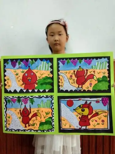 02黑白画室初级二基础班学生作品展【寓言故事连环画~狐狸与葡萄】