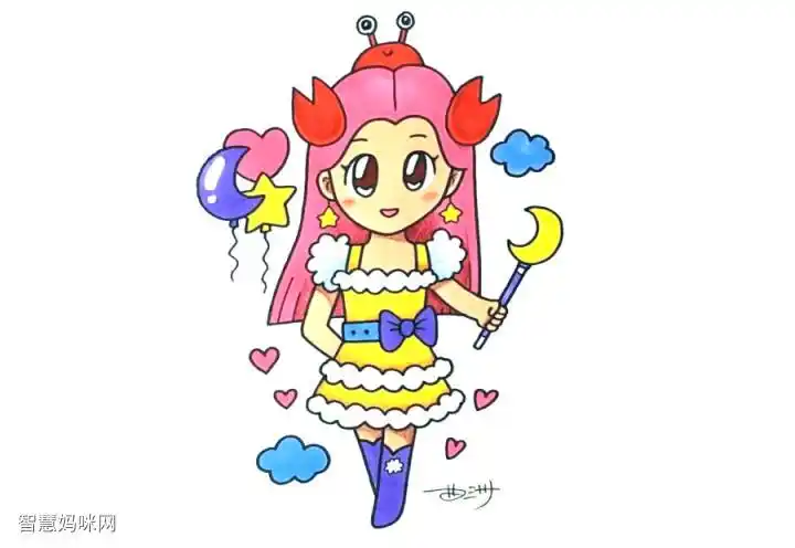 巨蟹座卡通怎么画