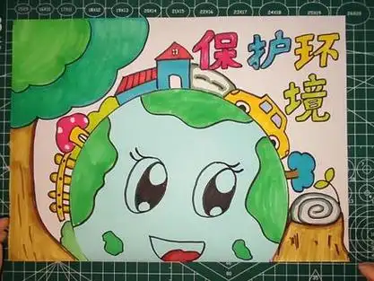 儿童创意绘画 有小机关的手抄报@小文简笔画00:283032绿色环保手潮è