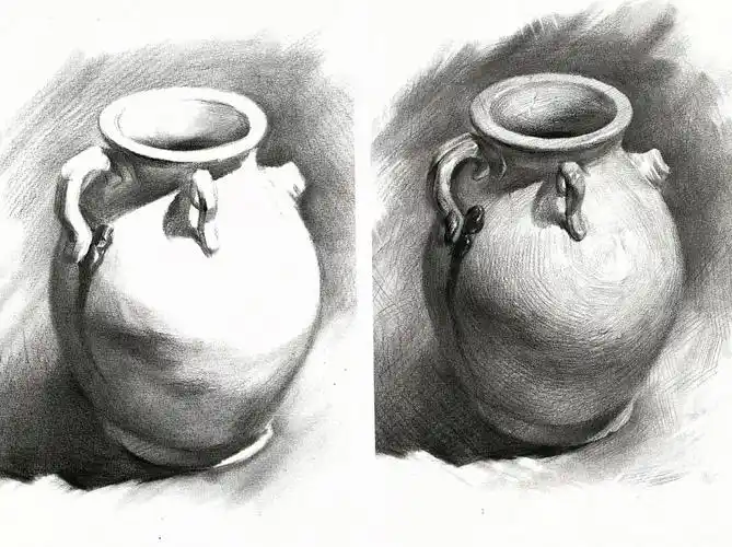 瓷花瓶素描怎么画?陶器花瓶临摹图