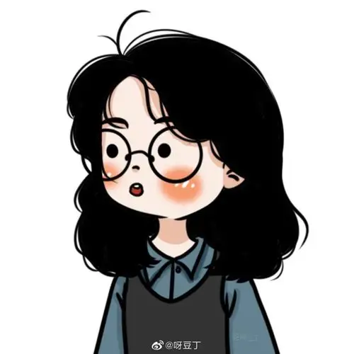 女生手绘头像,图源水印