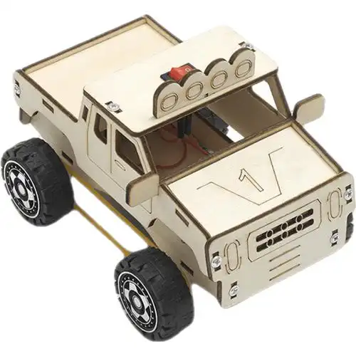 diy儿童手工制作拼装四驱越野车小汽车木质小车材料包儿童玩具生日