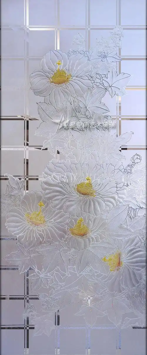 现代简约客厅过道深雕艺术玻璃隔断玄关屏风背景墙装饰画艺术玻璃