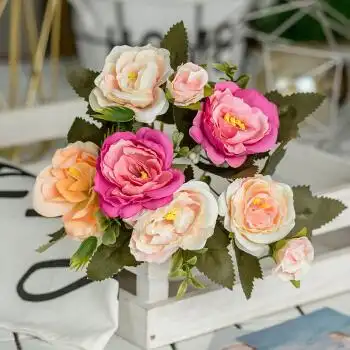 【七夕】复古海棠花花束客厅假花仿真花摆放花卉婚庆节日家具装饰用品