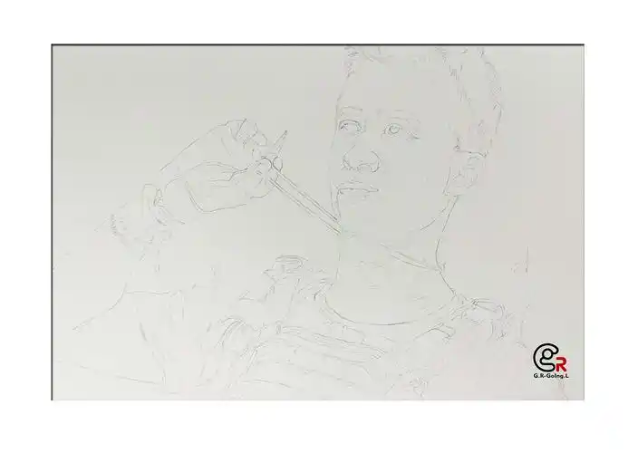 gr一笔一画之彩铅画战狼2