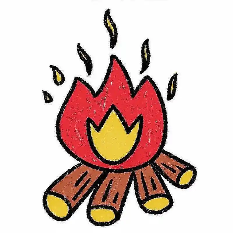 零基础简笔画教程|柴火火苗 一切都是成长,包括热泪盈眶.