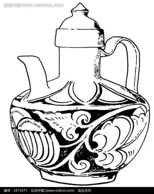 手绘带花陶瓷酒壶