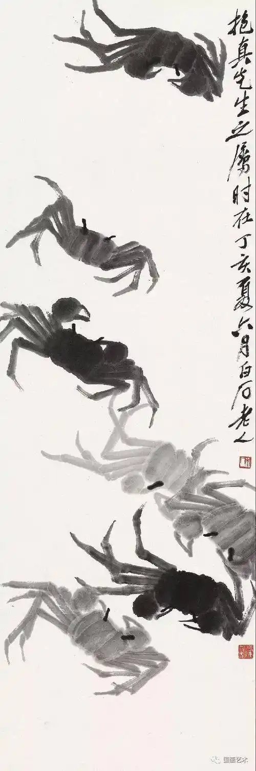 现当代名家:齐白石画蟹作品欣赏_螃蟹