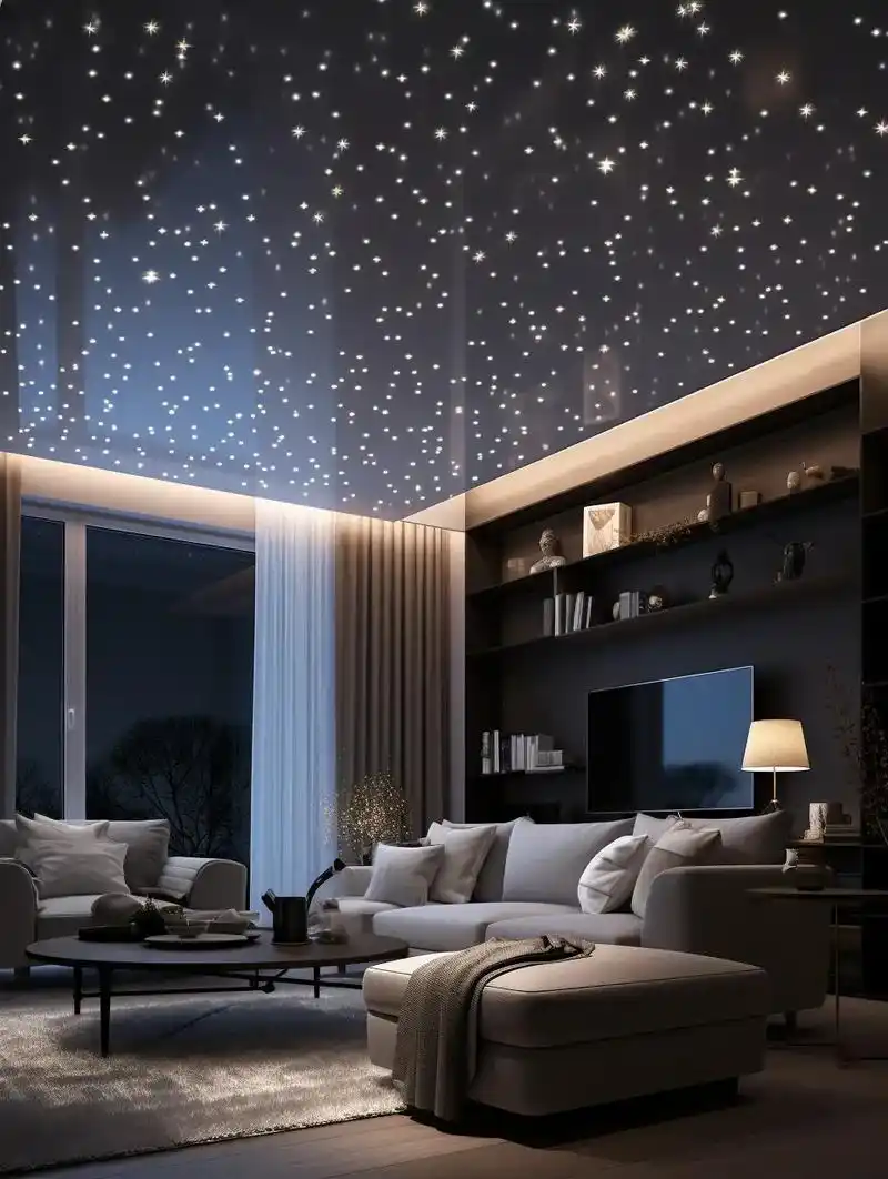 客厅家装无主灯星空顶天花板设计图.