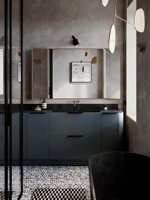 复古轻奢风,卫生间亮了!