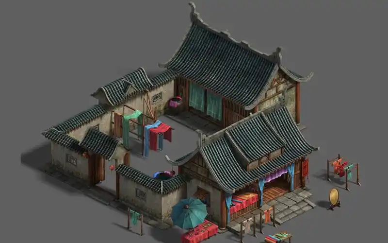 【3dmax场景建模】古代房子模型制作,3d场景建模教程
