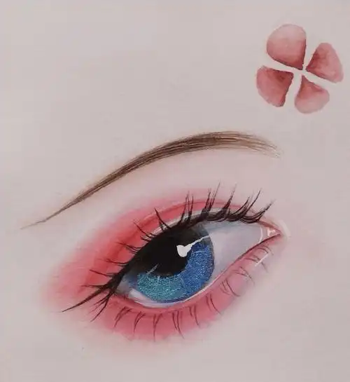 古风水彩眼睛上色练习