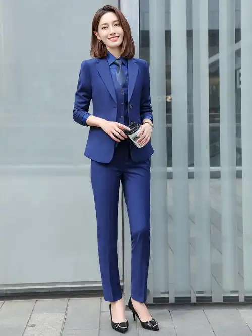 冠空新款林肯4s店工作服女式销售经理西装深蓝色行政