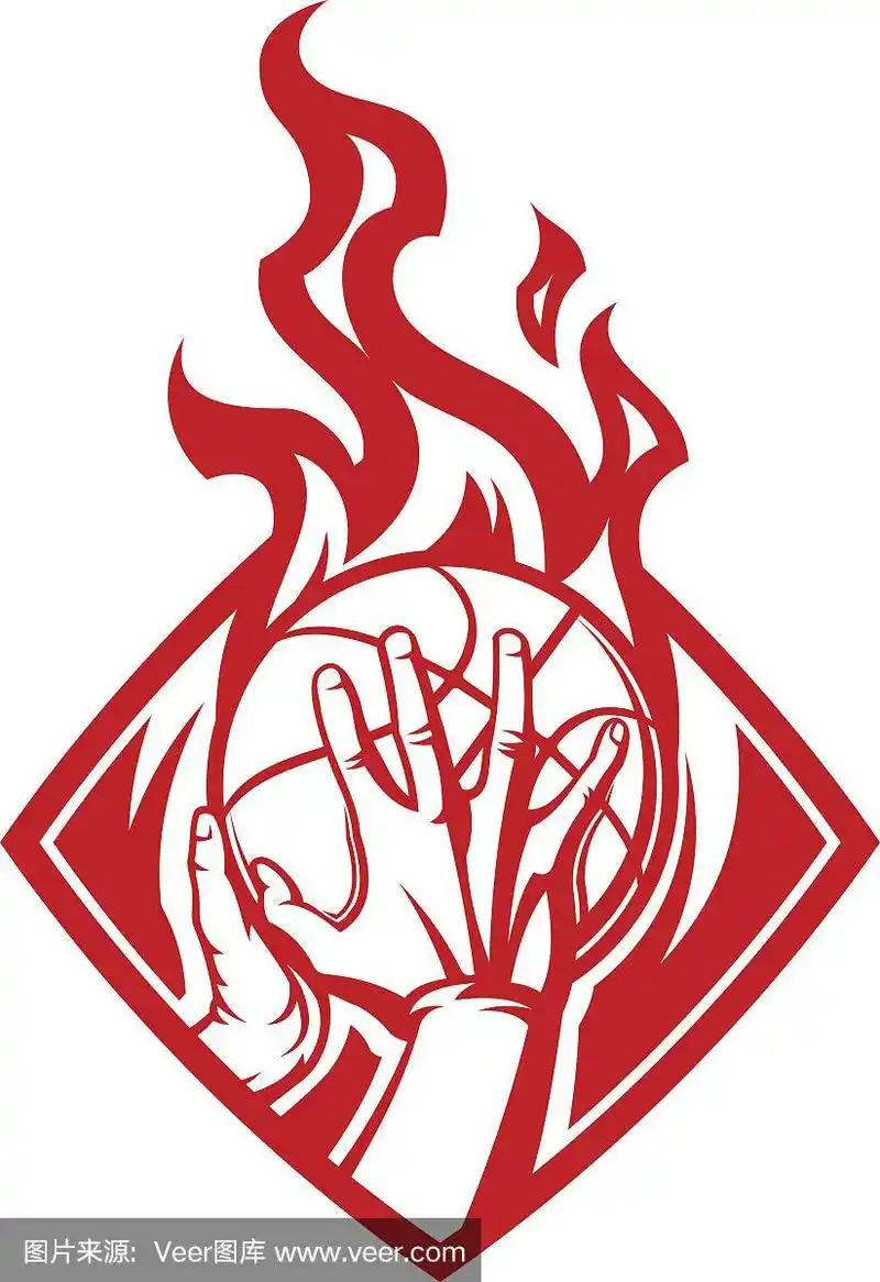 带有火焰的篮球徽章