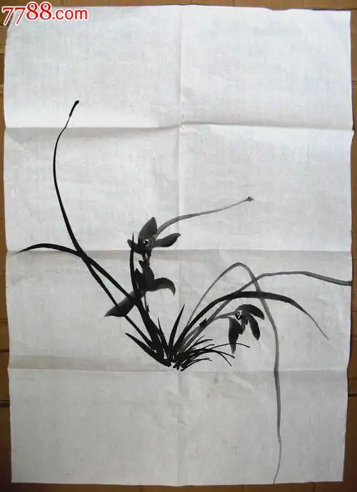 四尺开三条幅无款水墨兰花画:兰香