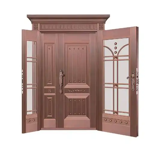 深吉别墅大门铜子母门双开门进户门单开纯铜门四开新中式洛阳紫铜