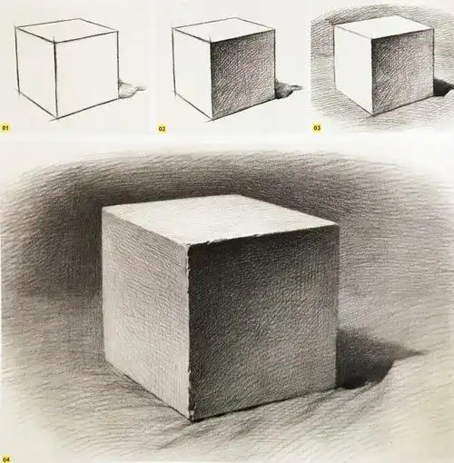 基础绘画教程|素描基础知识——透视及几何体作画讲解