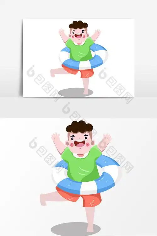 夏至游泳的小男孩图片