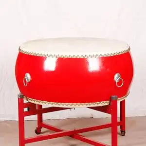 牛皮鼓大鼓龙鼓威风锣鼓中国红成人儿童演出盘鼓实木扁鼓堂鼓乐器