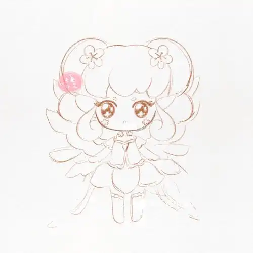 小花仙精灵王 红雨 简笔画q版线稿分解图线稿简笔画