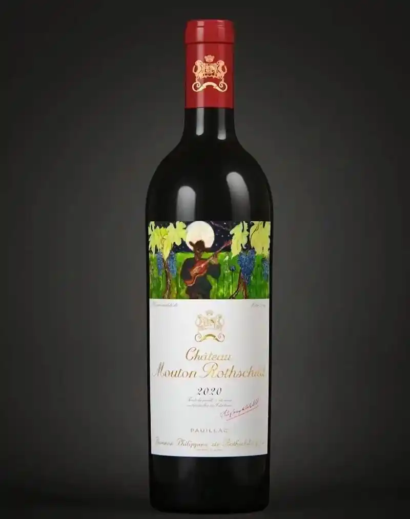 2020年木桐酒庄红葡萄酒的艺术酒标,由英国画家peter  - 抖音