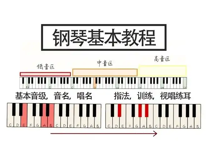 钢琴基本教程:基本音级,音名,唱名,指法,练习,视唱练耳零基础逆袭!