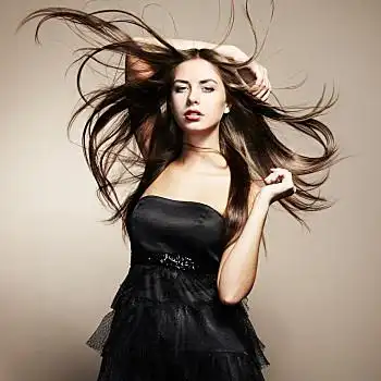 头像,年轻,跳舞,女人,长,秀发,飘动,时尚,照相