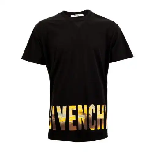 givenchy纪梵希黑色纯棉经典字母印花男士短袖t恤