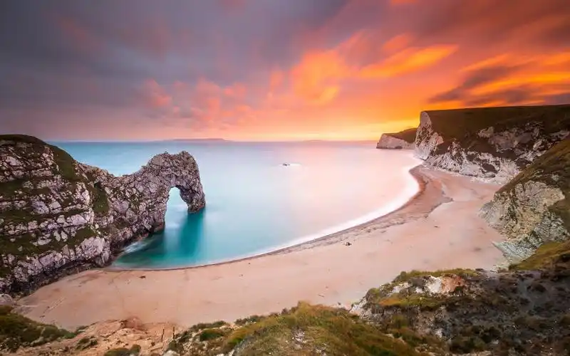 海,海岸,海滩,拱,红色的天空,日落 壁纸 | 1680x1050 壁纸下载 | cn.