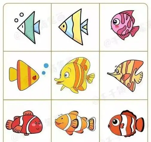 热带鱼简笔画带颜色 简笔画图片大全-普车都