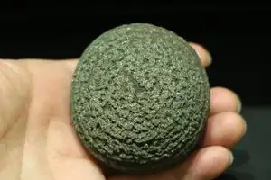 日本购镶金铁胆石原q石天然圆形奇石摆件手把件云南黄铁矿物晶体