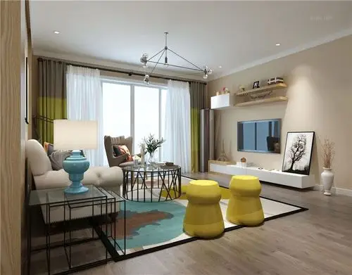 两居室北欧风格客厅电视背景墙