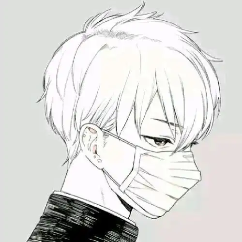 口罩男黑白动漫侧脸