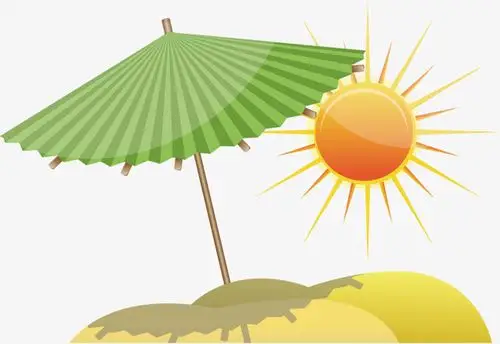 金色太阳卡通遮阳伞矢量图下载