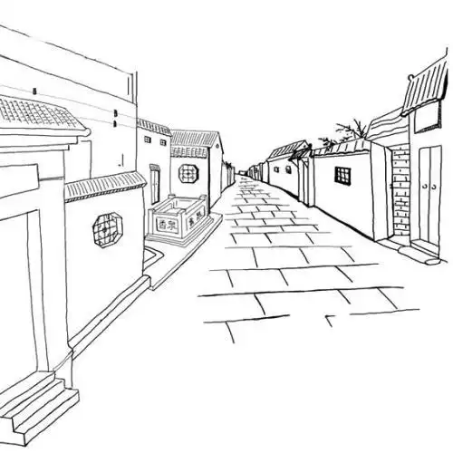 站在街道上的简笔画