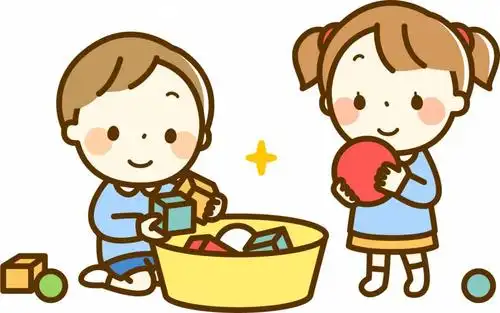 一个女孩和一个男孩清理玩具