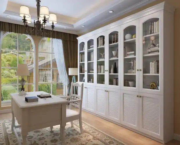 升达衣柜图片 一字型书柜效果图