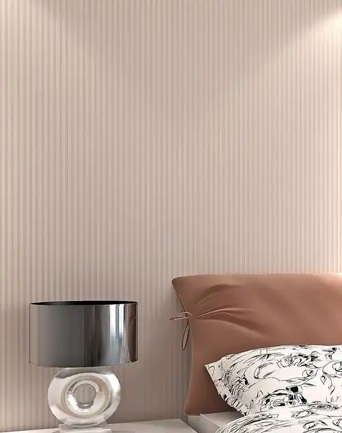 奶咖色现代简约线条无纺布墙纸