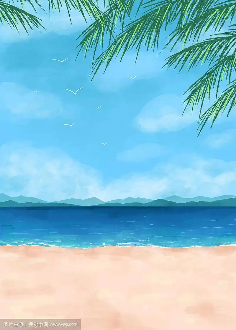 海边沙滩插画背景素材