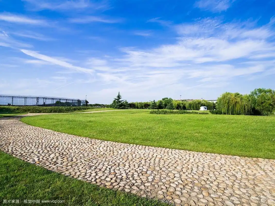 弯曲的鹅卵石小路