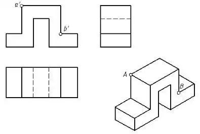 参照立体图在三视图上标注ab两点在hw面上的投影