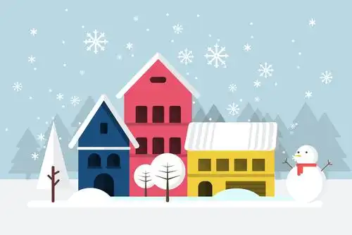 冬季下雪场景矢量背景图素材winter–illustrationbackground