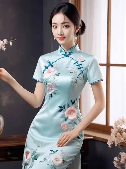 青花绽放:新中式旗袍的优雅诗篇_时尚_庭院_韵味