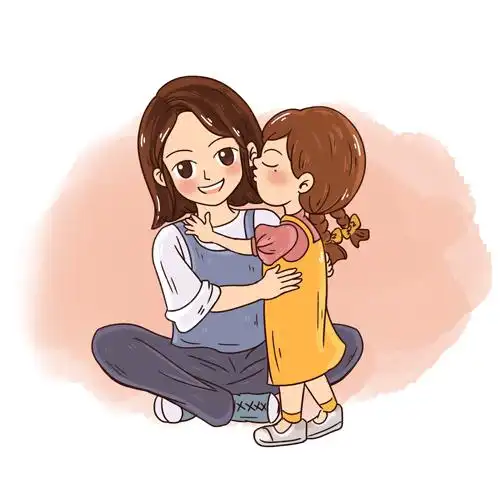 亲吻妈妈母亲节插画素材
