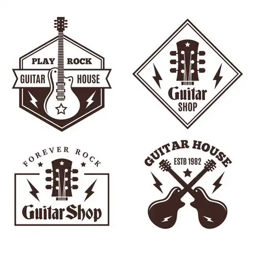 各种吉他标志平面设计素材